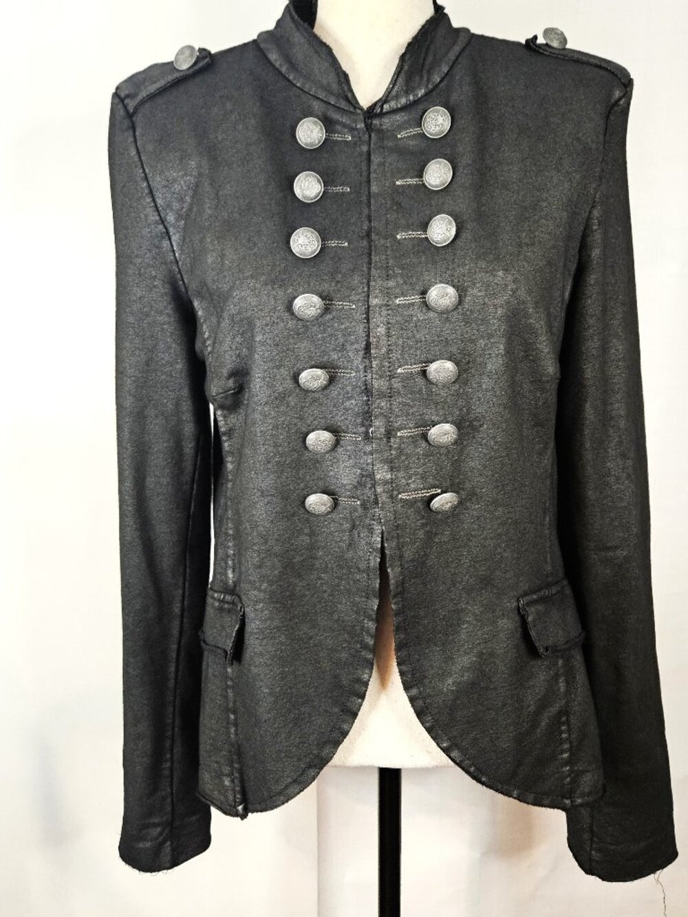 Italian Fitted Structured SZ M Charcoal Grey Military/Band Style Italian Jacket